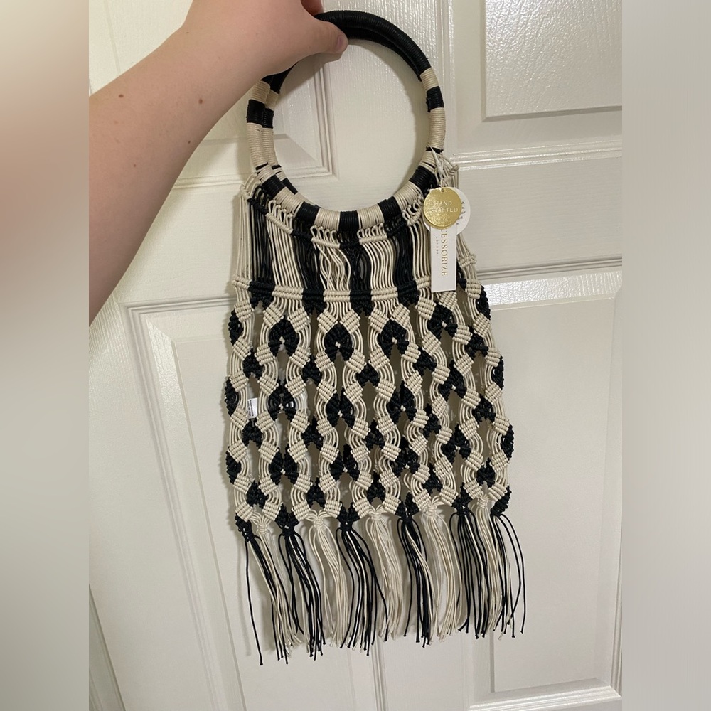 Macramé beach bag/purse 🖤🤍🖤